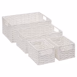 Lot de 4 Paniers de Rangement Costa 32cm Blanc