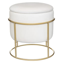 Pouf coffre Eliane en velours blanc ivoire