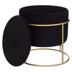 Pouf coffre "Eliane" en velour noir