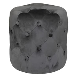 Pouf "Adriana" en velour gris ardoise