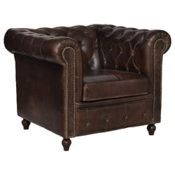 Fauteuil Chester marron en cuir