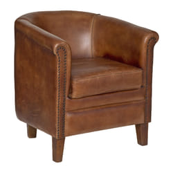 Fauteuil Valam marron cognac en cuir