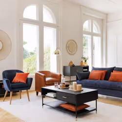 Fauteuil Valam marron cognac en cuir