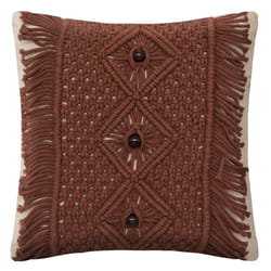 Coussin bande macram "Ali" 40 x 40 cannelle