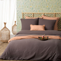Parure double gaze de coton 240x220 gris