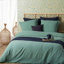 Parure double gaze de coton vert céladon 240x220cm