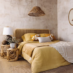 Parure double "Gaze" coton 260x240 ocre