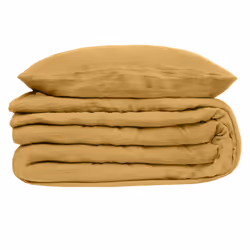 Parure double "Gaze" coton 260x240 ocre