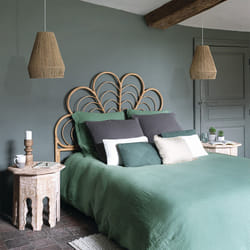 Parure double "Gaze" coton 260x240 vert céladon