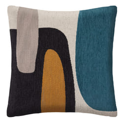 Coussin jacquard patch "Orga" 50x50cm bleu