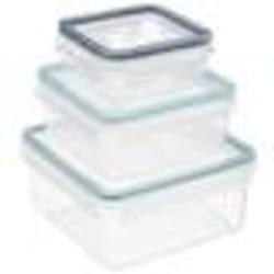 Lot de 3 Boîtes de Conservation Carrées Clipeat 15cm Bleu