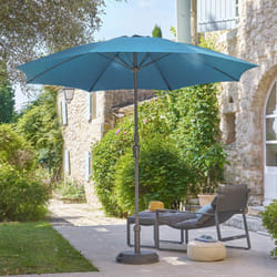 Hesperide - Parasol droit rond Sisko bleu canard 2,7m - Hespéride