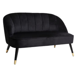 Banquette 2 places "Naova", pin et velours, noir