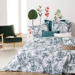 Parure imprimé "Jouy" tropik 240x220cm vert cèdre