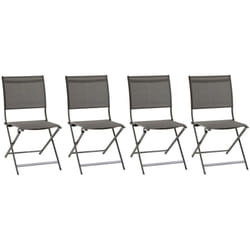 Hesperide - Lot de 4 chaises de jardin pliantes Axant anthracite & graphite en aluminium traité époxy - Hespéride