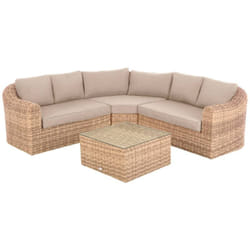 Salon d angle de jardin Mooréa savana 5 places en aluminium traité époxy - Hespéride