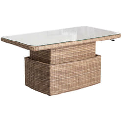 Table basse rectangulaire relevable Mooréa Savana Aluminium traité époxy, Résine tressée, Verre trempé - Hespéride