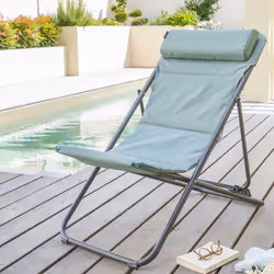 La chilienne Jubba coloris jade de la marque Hespéride vous invitera à une détente totale au soleil. Inclinable sur 4 positio ...