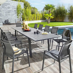 Table de jardin extensible Pavane graphite 12 places en aluminium traité époxy - Hespéride