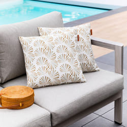 Coussin déco d extérieur Fylie vert de gris & camel 40x40cm en polyester - Hespéride