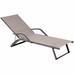 Description générale Profitez du soleil avec le transat Bayamo coloris noisette/praline de la marque Hespéride. Ce transat de ...