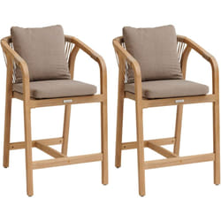Hesperide - Lot de 2 fauteuils hauts de jardin Papouasie acacia & taupe - Hespéride