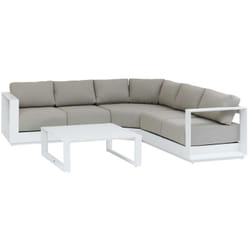Salon d angle de jardin Allure blanc 5 places en aluminium traité époxy - Hespéride