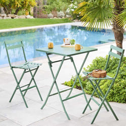 Hesperide - Table haute pliante de jardin Greensboro vert olive 2 places en acier traité époxy - Hespéride