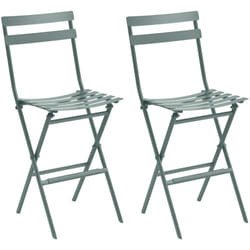 Hesperide - Lot de 2 chaises hautes pliantes de jardin Greensboro vert olive en acier traité époxy - Hespéride