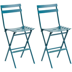 Hesperide - Lot de 2 chaises hautes pliantes de jardin Greensboro bleu canard en acier traité époxy - Hespéride