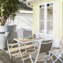 Table de jardin pliante rectangulaire Azua houblon & blanc 4 places en aluminium traité époxy - Hespéride