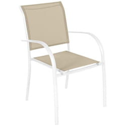 Hesperide - Fauteuil de jardin empilable Piazza lin & blanc en aluminium traité époxy - Hespéride