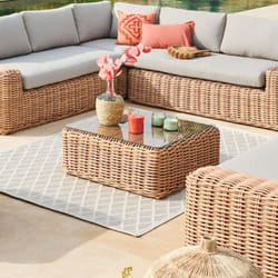 Hesperide - Table basse de jardin carrée Savinia tahini 80x80x32cm en aluminium traité époxy - Hespéride