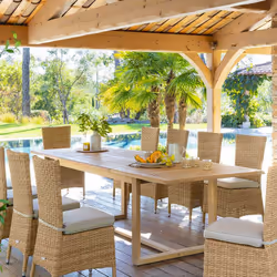La table extensible Rioni en bois d'acacia de la marque Hespéride vous fera profiter de bons repas en plein air. Table vendue ...