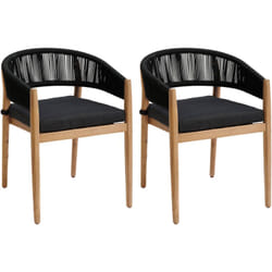 Lot de 2 fauteuils de jardin Tevio anthracite en aluminium traité époxy et acacia - Hespéride