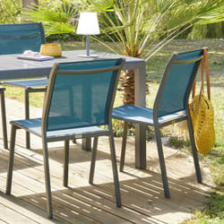 Hesperide - Chaise de jardin empilable Essentia bleu canard & graphite en aluminium traité époxy - Hespéride