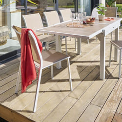 Hesperide - Chaise de jardin empilable Essentia lin & blanc en aluminium traité époxy - Hespéride