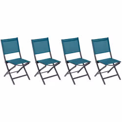 Description générale Le lot de 4 chaises de jardin pliantes 'Essentia' en bleu canard et graphite est idéal pour embellir vot ...