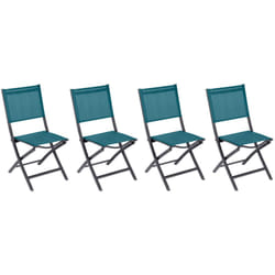 Lot de 4 chaises de jardin pliantes Essentia bleu canard & graphite en aluminium traité époxy - Hespéride