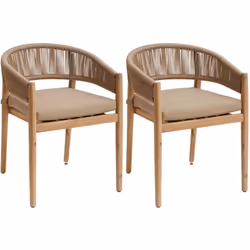 Description générale Ce lot de 2 fauteuils de jardin 'Tevio' en couleur miel allie confort et élégance. Fabriqués en aluminiu ...