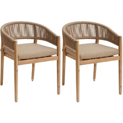 Lot de 2 fauteuils de jardin Tevio miel en aluminium traité époxy et acacia - Hespéride