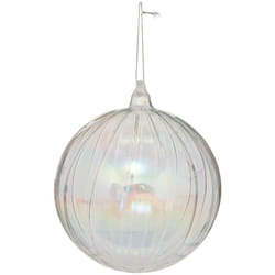 Déco Sapin de Noël Maxi Boule striée en Verre d 14 cm Transparent - Feeric Christmas