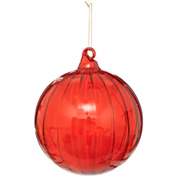 Déco Sapin de Noël Maxi Boule striée en Verre D 14 cm Rouge - Feeric Christmas (-) Dimensions : D. 14 cm - Matière : verre -  ...