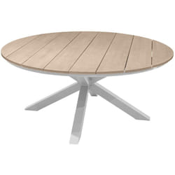 Hesperide - Table de jardin ronde Oriengo acacia & blanc 8 places en aluminium traité époxy - Hespéride