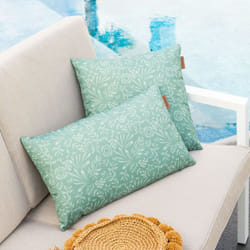 Coussin déco d extérieur Adiya vert jade 50x30cm en polyester - Hespéride