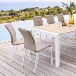 Vous recherchez des assises confortables et pratiques pour votre terrasse ? La chaise de jardin empilable "DIESE" Hespéride d ...