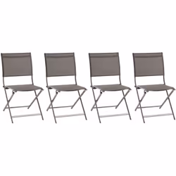 Hesperide - Lot de 4 chaises de jardin pliantes Axant wengé & praline en aluminium traité époxy - Hespéride