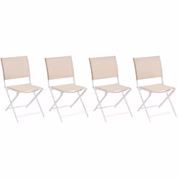 Description générale Le lot de 4 chaises de jardin pliantes 'Axant' allie confort et praticité. Conçues en aluminium traité é ...