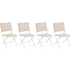 Hesperide - Lot de 4 chaises de jardin pliantes Axant lin & blanc en aluminium traité époxy - Hespéride