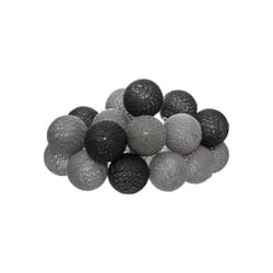 Guirlande Décorative À Piles 16 Led Boules En Coton D 3,5 X L 255 Cm - Gris Et Noir - Atmosphera